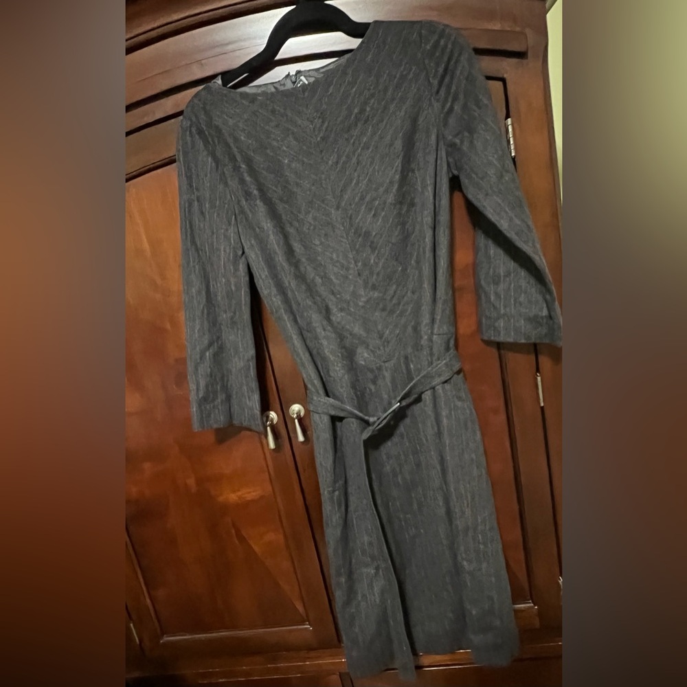 Carolina Herrera Wool Charcoal Pinstripe Dress Size 8